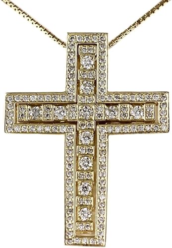 Amazon エテリーユ ダイヤモンド ダイヤ イエローゴールド K18 クロス 3way 18k ネックレス ペンダント メンズ ネックレス 通販