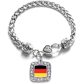 Inspired Silver - Silver Square Charm Bracelet with Cubic Zirconia Jewelry