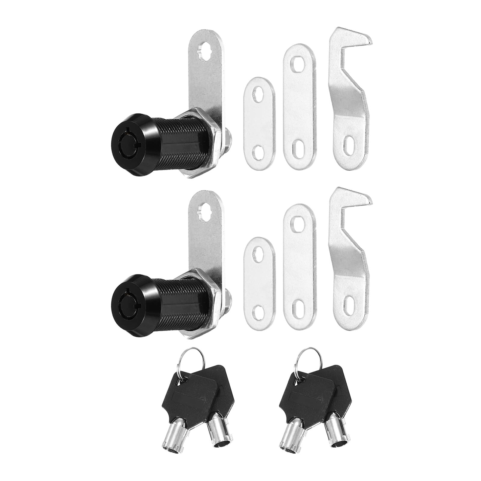 PATIKIL 1-1/8 Inch Black Cabinet Locks with Black Keys, 2 Pack Zinc Alloy Cam Lock Cylinder RV Lock Set Keyed Alike for Cabinet RV Drawer Storage Door Tool Box