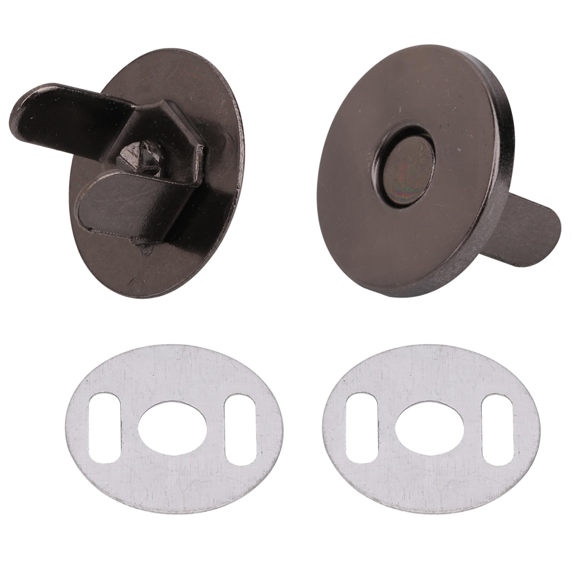 Trimming Shop 18mm Gunmetal Magnetic Press Stud Clasps for Leather Craft, Lightweight Snap Fasteners for DIY Projects, Purses, Bags & Crafts with Two Metal Backing Washers, Pack of 10