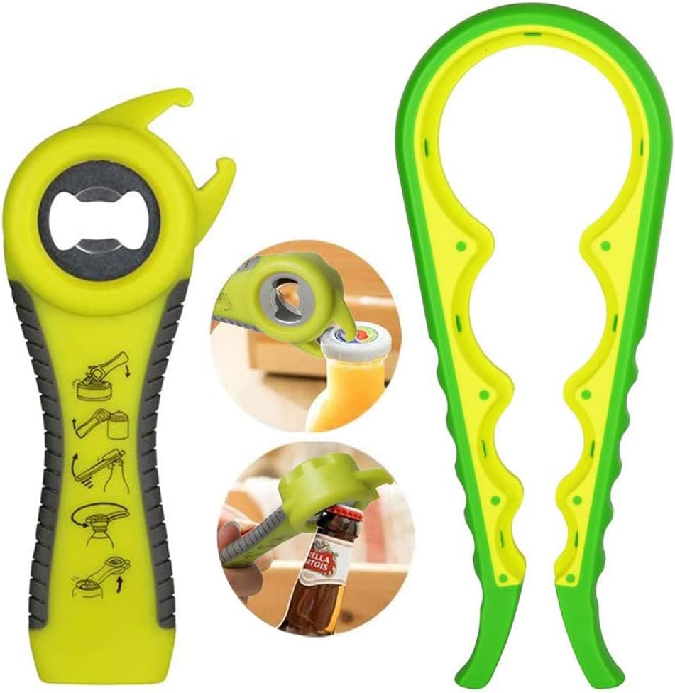 Maxracy EasyTwist Jar Opener: Effortless Lid Opening for Weak Hands & Arthritis, 4-in-1 Green+5-in-1 Jar Opener-green, normal