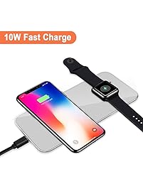 VRURC Magnetic Wireless Charger for Apple Watch, 2-in-1 Pad Stand Cable Compatible with iWatch Series 1/2/3, 38mm 42mm, for iPhone X/8/8 Plus, for Samsung S8/Note 8