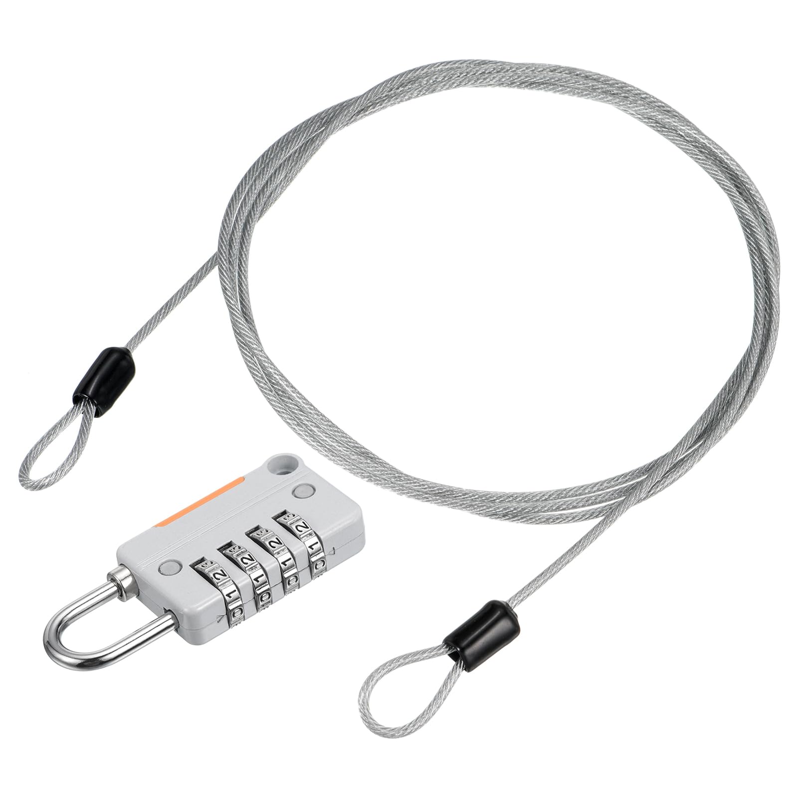 YOKIVE 1 Set 4 Digit Combination Lock with Security Cables, Outdoor Padlock Steel Lock Chains | Great for Lockers Baggage Bikes (Gray, 5Ft)