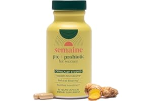 Semaine Super Powered Prebiotic + Probiotic for Women, Effective 3-in-1 Multi-Action Formula to Nourish Gut Health, Soothe IBS, Support Bloat Relief & Immunity Boost, Clinically-Studied (60 ct)