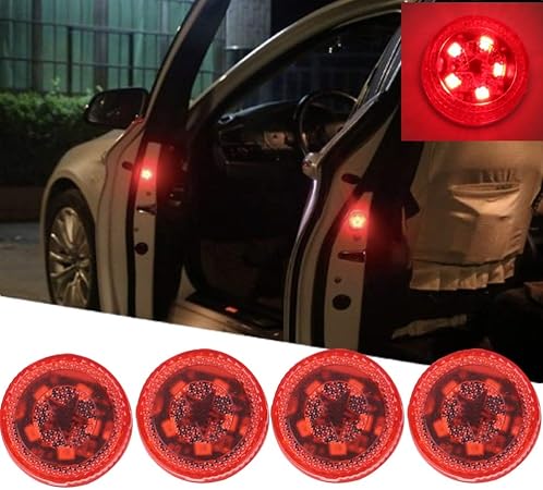 Amazon ルボナリエ ドア追突防止警告灯 車 ドア 非常信号灯 警告灯 ドアランプ 非常警告灯 5灯 4個 レッド ライト ランプ 車 バイク