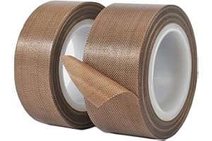 QRITY 2 Rolls High Temp Tape 20mm x 10m, PTFE Tape, Teflon Tape, High Temperature Adhesive Tape, Thickness 0.18 mm, for Vacuum Sealer Machine, Hand or Impulse Sealer, Heat Resistant Up to 300℃