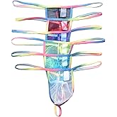4UFIT Men's Transparent Mesh Sheer G-String Thong Underwear Low Rise Bulge Pouch G-String Underpants
