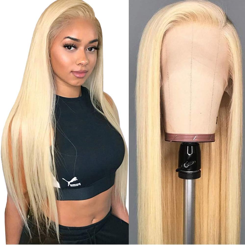 ITODAY 613 Blonde Lace Front Wigs 13x4 Brazilian Straight Human Hair Wigs for Women 613 Blonde Lace Frontal Wigs Pre Plucked With Baby Hair 150% Density (10 Inch, 613 Straight Wig)