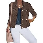 luvamia Women's Basic Button Down Stretch Fitted Long Sleeves Denim Jean Jacket