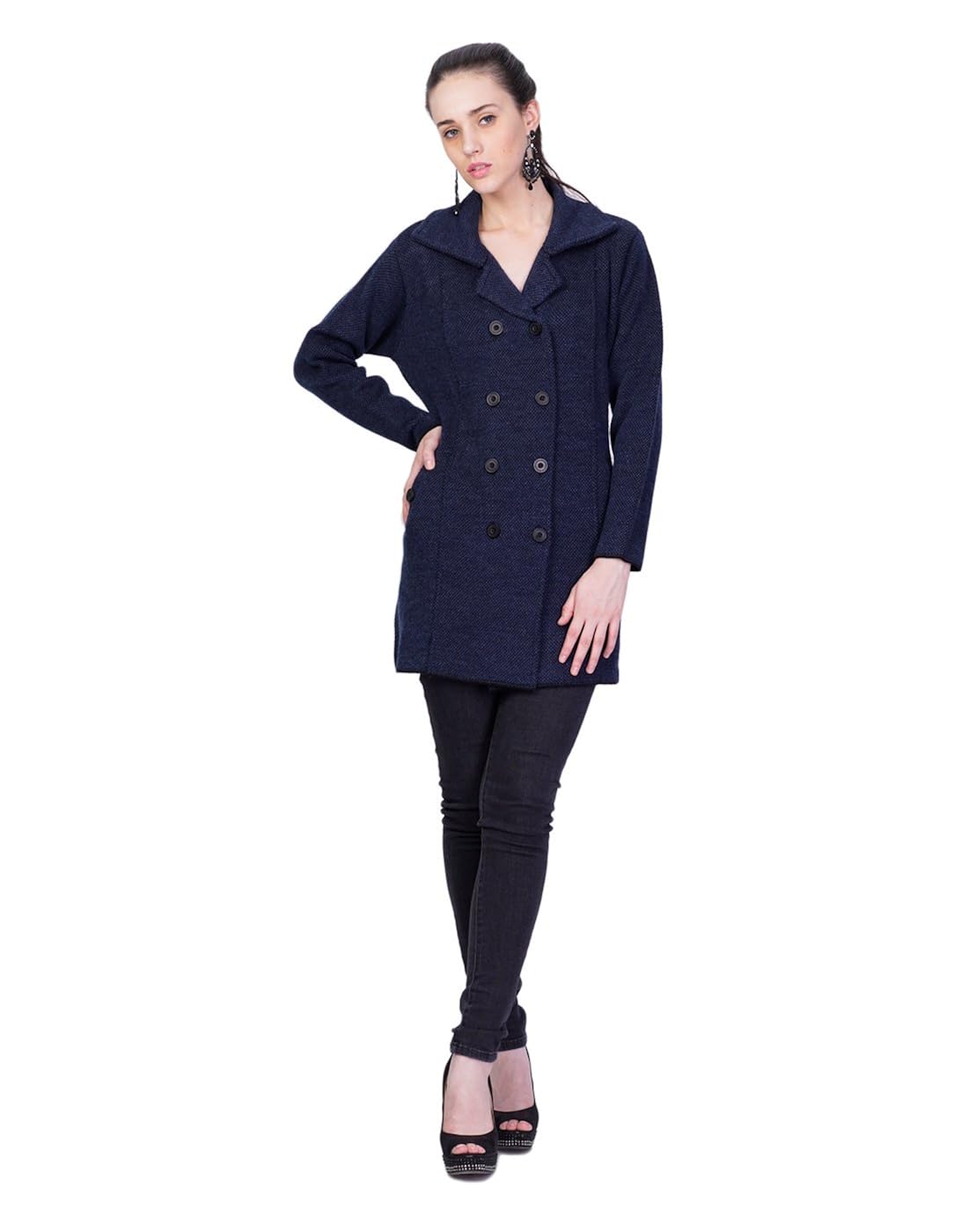montrex navy blue long coat for women