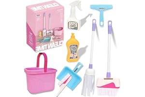 Hummigoo Kids Cleaning Toy Set - Pretend Play Cleaning Tools with Mop, Broom, Bucket & Spray Bottle - STEM House Role Play Toys for Girls & Boys 3-5 Years