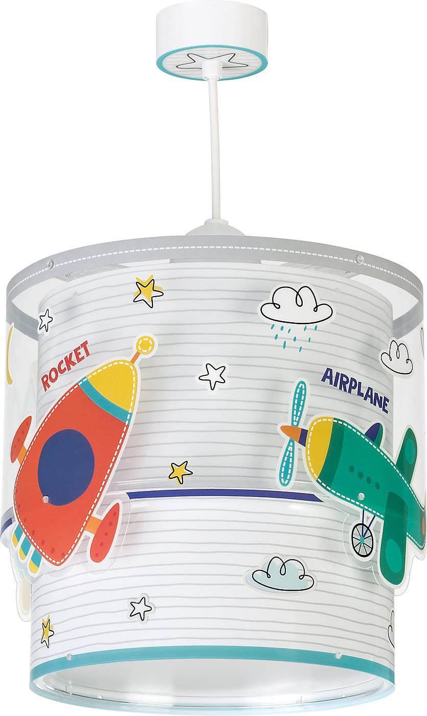 Dalber Children's Ceiling Light Hanging Lamp Baby Travel Cars and Planes Multi-Coloured