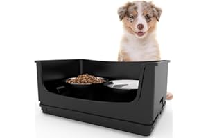 HIKINGO Elevated Dog Bowl Stand Set,Quiet Eating Mess Proof Raised Dog Bowls 2 Stainless Steel Food Bowls,Splash Water Collection Non-Slip Small Cat Feeding Table
