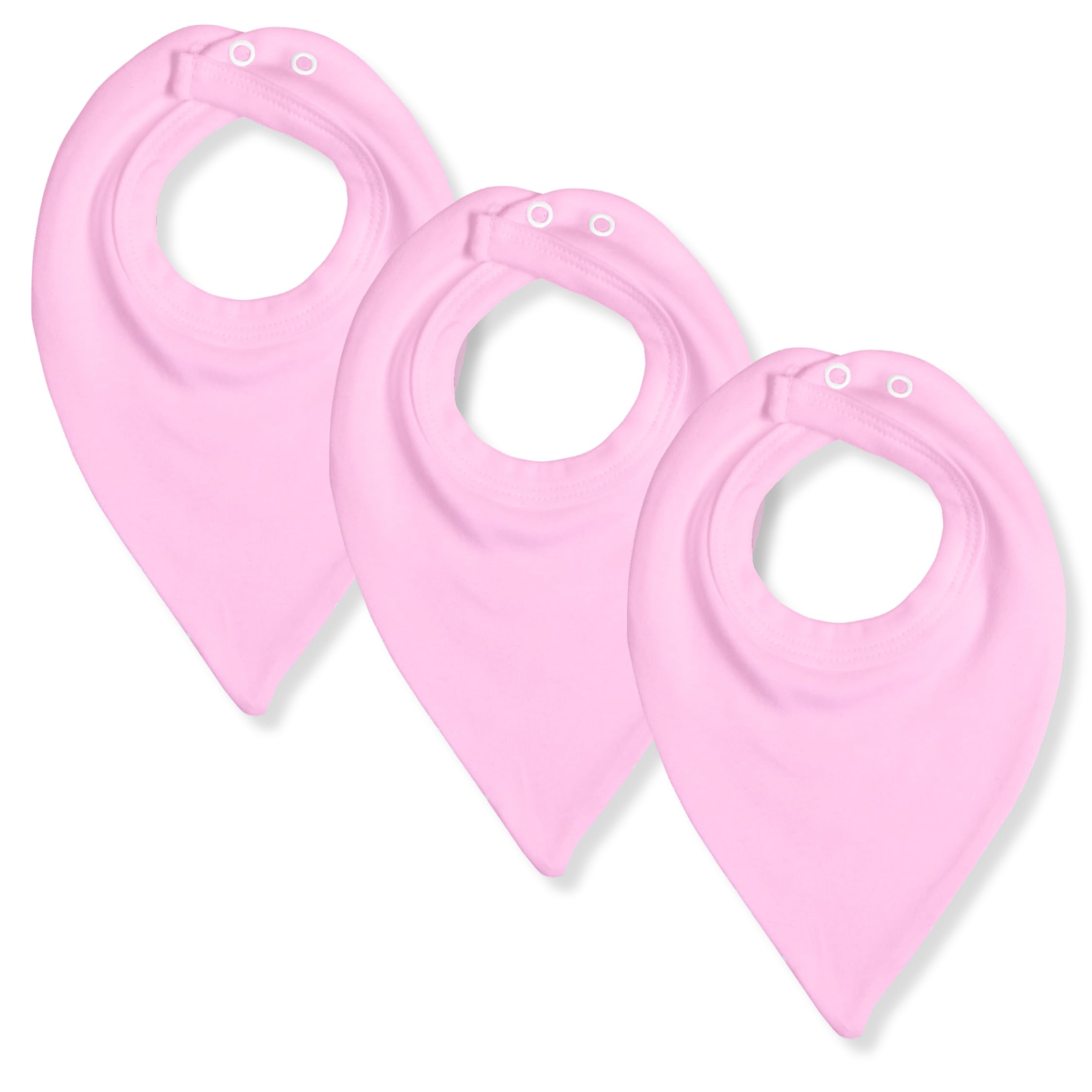 Baban Baby Bibs 3 Pack, Dribble Bibs For Baby Boys & Girls 0-6 Months, Newborn Teething Bib, Made In Britain, 100% Cotton Bandana Bib Pink