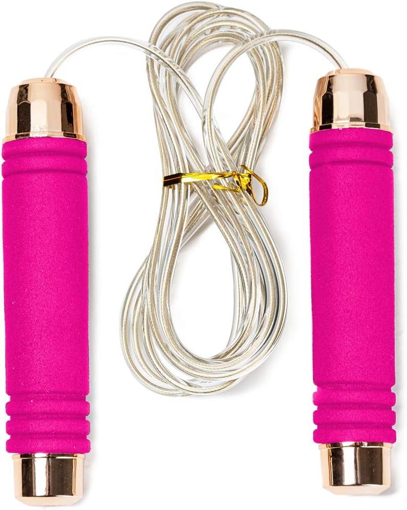 LVE Adjustable Skipping Rope,Weighted Jump Rope by Pulse with Memory Foam Handles and Thick Speed Cable,for Cardio, Fitness Workouts