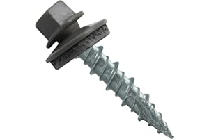 JAKE SALES Metal Roofing Screws: (250) 10 x 1 Charcoal Hex Head Sheet Metal Roof Screw. Self Starting Metal to Wood siding Screws. EPDM Washer. Colored Head