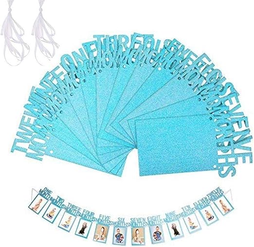 Napravi Rs Loisirs Creatifs Guirlandes Bleu Liuxn 1er Anniversaire Guirlande De Banderoles Bebe Photo Banniere Bebe 1 12 Mois Photo Prop Party Bunting Decor Epaissi Kraft Carte Papier