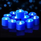 Raycare 24 Pack Blue Battery Operated Tea Lights, 200+Hour Electric Flickering Flameless Candles, Realistic Votive LED Tea Lights for Wedding Party Table Thanksgiving Christmas Decorations