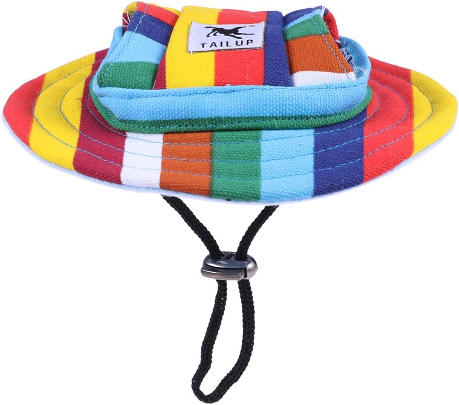 WINOMO Round Brim Pet Cap Stripe Pet Dog Mesh Porous Sun Cap with Ear Holes for Small Dogs (S) : Pet Supplies