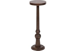 Kate and Laurel Wegner Traditional Wooden Round Drink Table, 8 x 23, Rich Brown, Elegant and Durable Pedestal Table for Use as Small Drink Table, Plant Stand, or Decorative Item Display