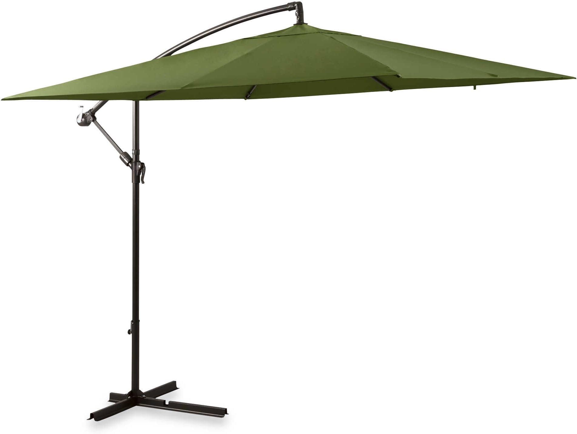 8 Foot Square Cantilever Umbrella Vented Tilting Canopy Great for a Balcony - Deck - Patio or Pool Includes Cross Umbrella Stand on Sale (Green)