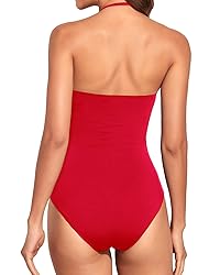 Holipick Women Red Bandeau One Piece Swimsuits