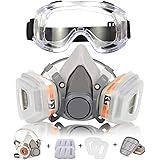 Respirator Mask Zelbuck Half Facepiece Gas Mask with Safety Glasses Reusable Professional Breathing Protection Against Dust, Organic Vapors, Pollen and Chemicals - Perfect for Painter and DIY Projects