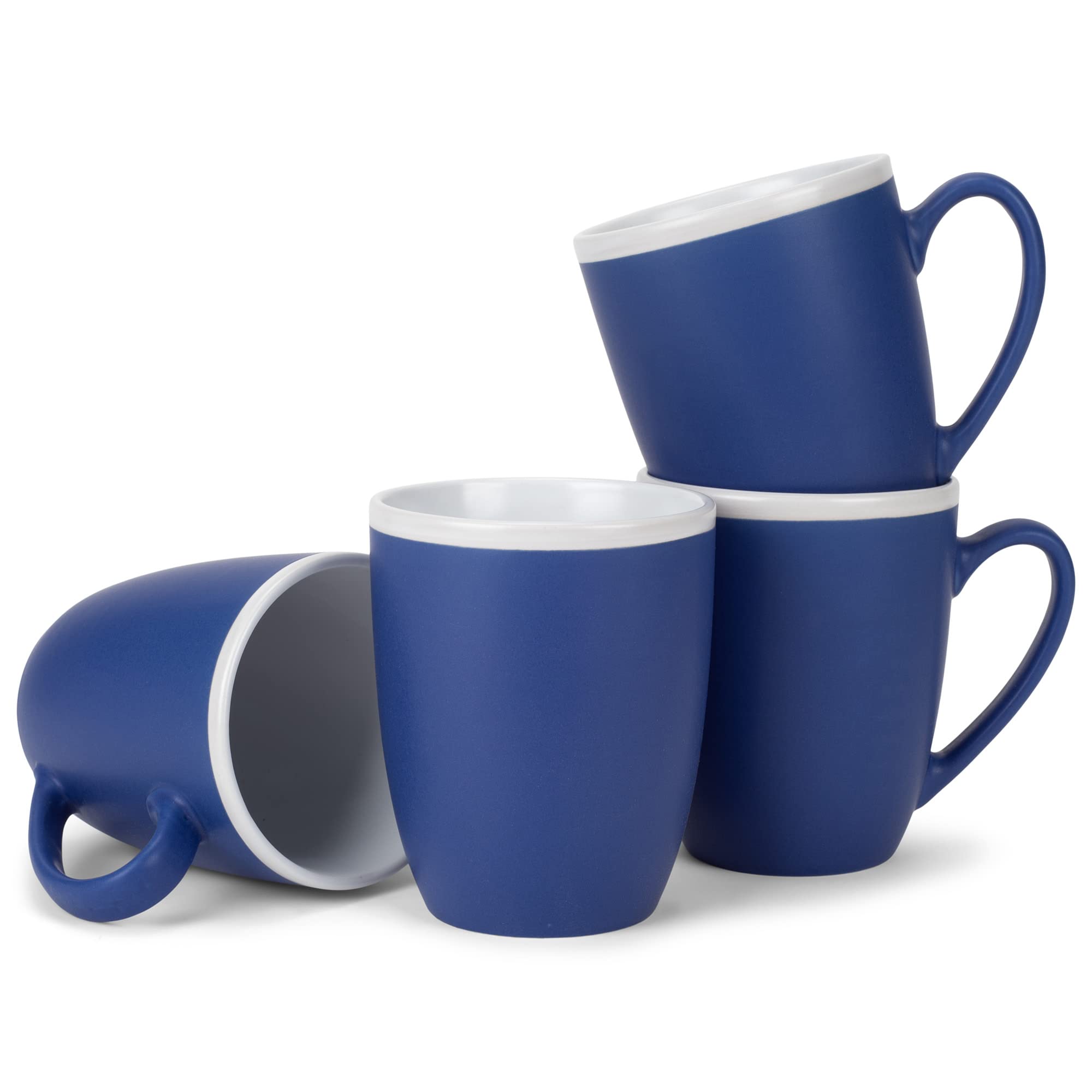 Photo 1 of Elanze Designs Solid Color Blue White Interior 16 ounce Matte Ceramic Mugs Matching Set of 4