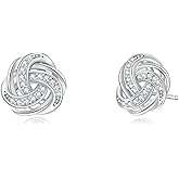 Rnivida 925 Sterling Silver Love Knot Stud Earrings, Hypoallergenic Knot Earrings for Women
