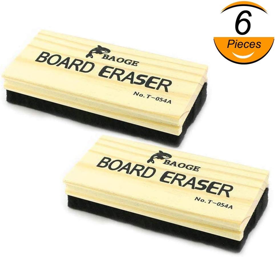 6 Pack Chalkboard Eraser Wooden Felt Eraser Cleaner Duster Blackboard