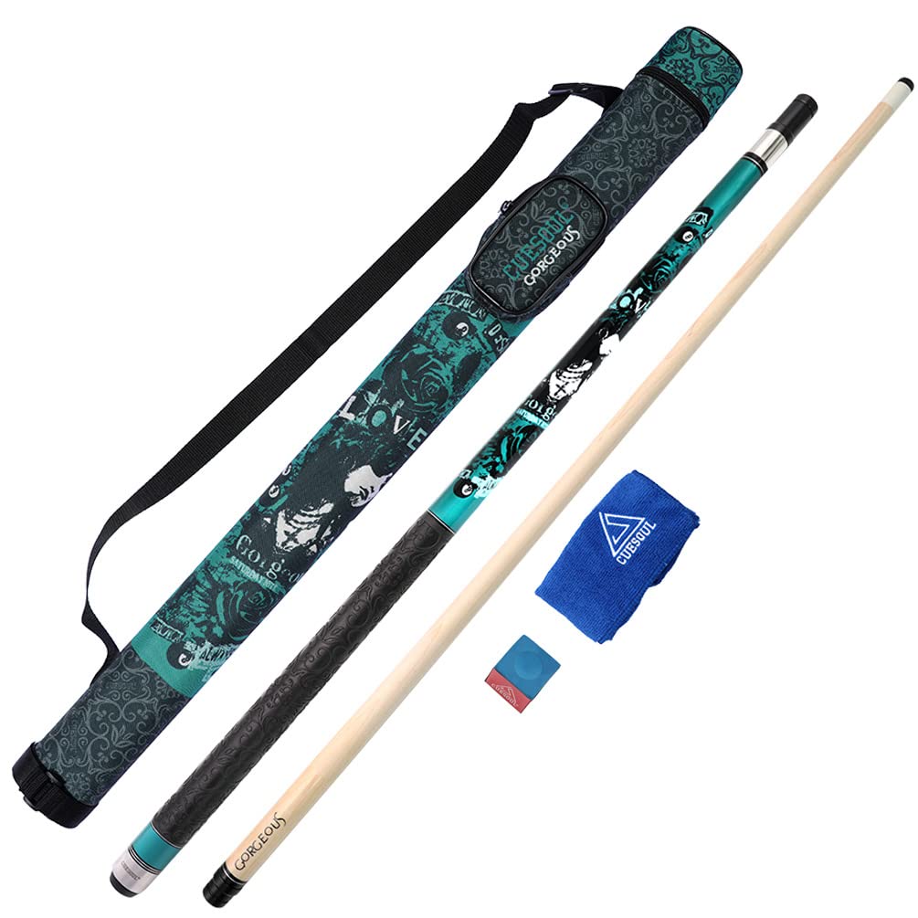 CUESOUL GORGEOUS 58inches 19oz Pool Cue Stick,13mm Tip(green)