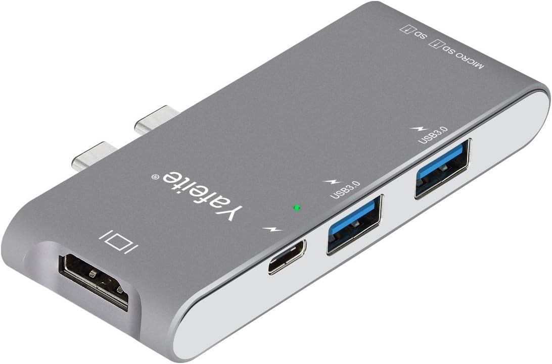 Thunderbolt 3 Hub Yafeite USB C Hub Adapter for 2016/2017 MacBook Pro 13" and 15" 40Gbs Type c Charging 4K HDMI SD/TF Card Reader and 2 USB 3.0 Ports(Space Gray) ... (Space Gray)