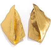 Chunky Gold Earring for Women,Vintage Petal Earring Irregular Geometry Statement Earring Simple Fashion Jewelry
