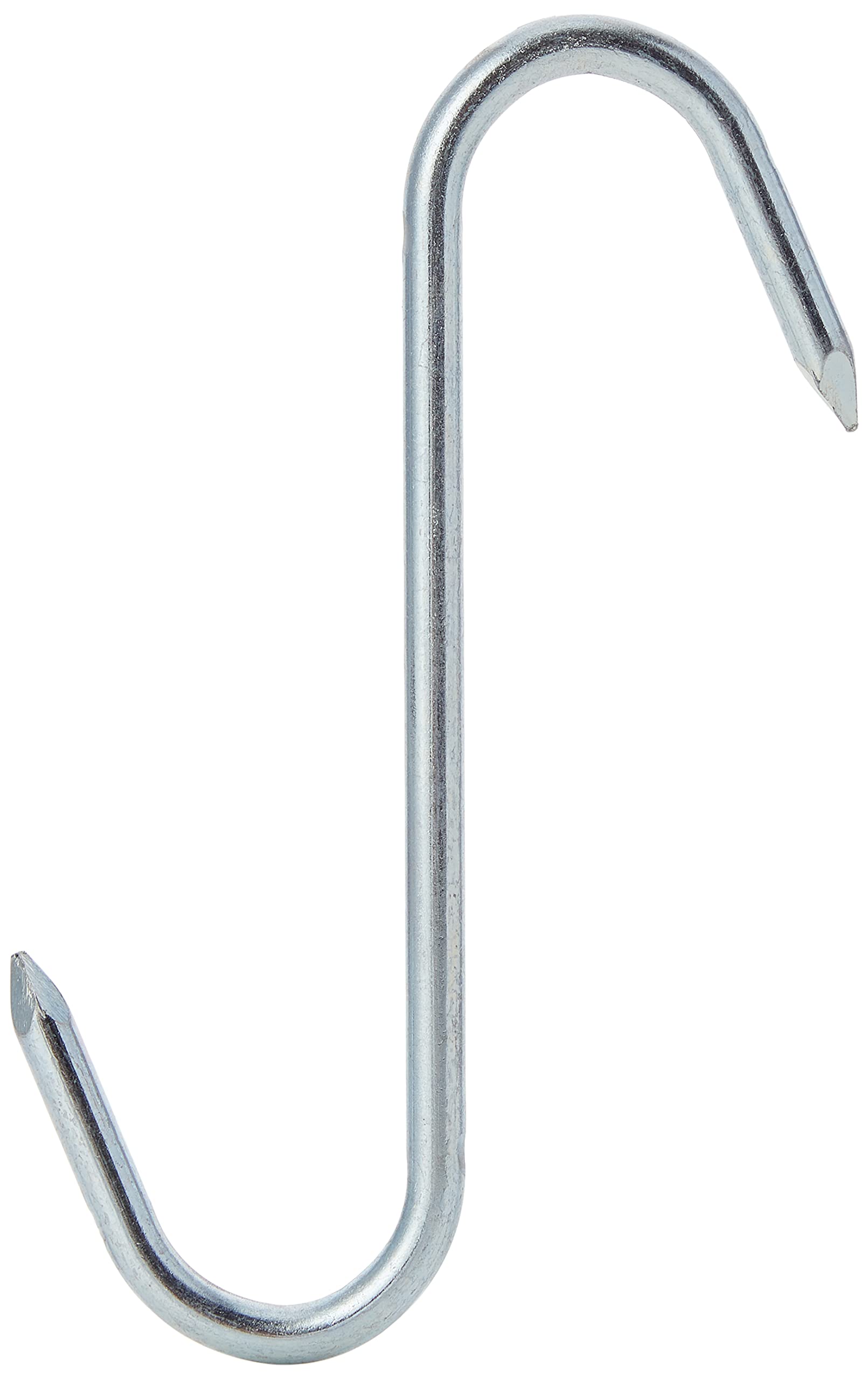 Merriway BH01914 (5 Pcs) BZP Steel Butchers Pointed Kitchen S-Hooks, 100mm (4 inch) - Pack of 5 Pieces