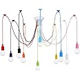 Ymlii Kids Colorful Chandelier, Ceiling Spider Light Fixture, Ajustable DIY Pendant Lamp for Boys Girls Bedroom Playroom Classroom Dining Room,‎ E26 10 Arms Lights