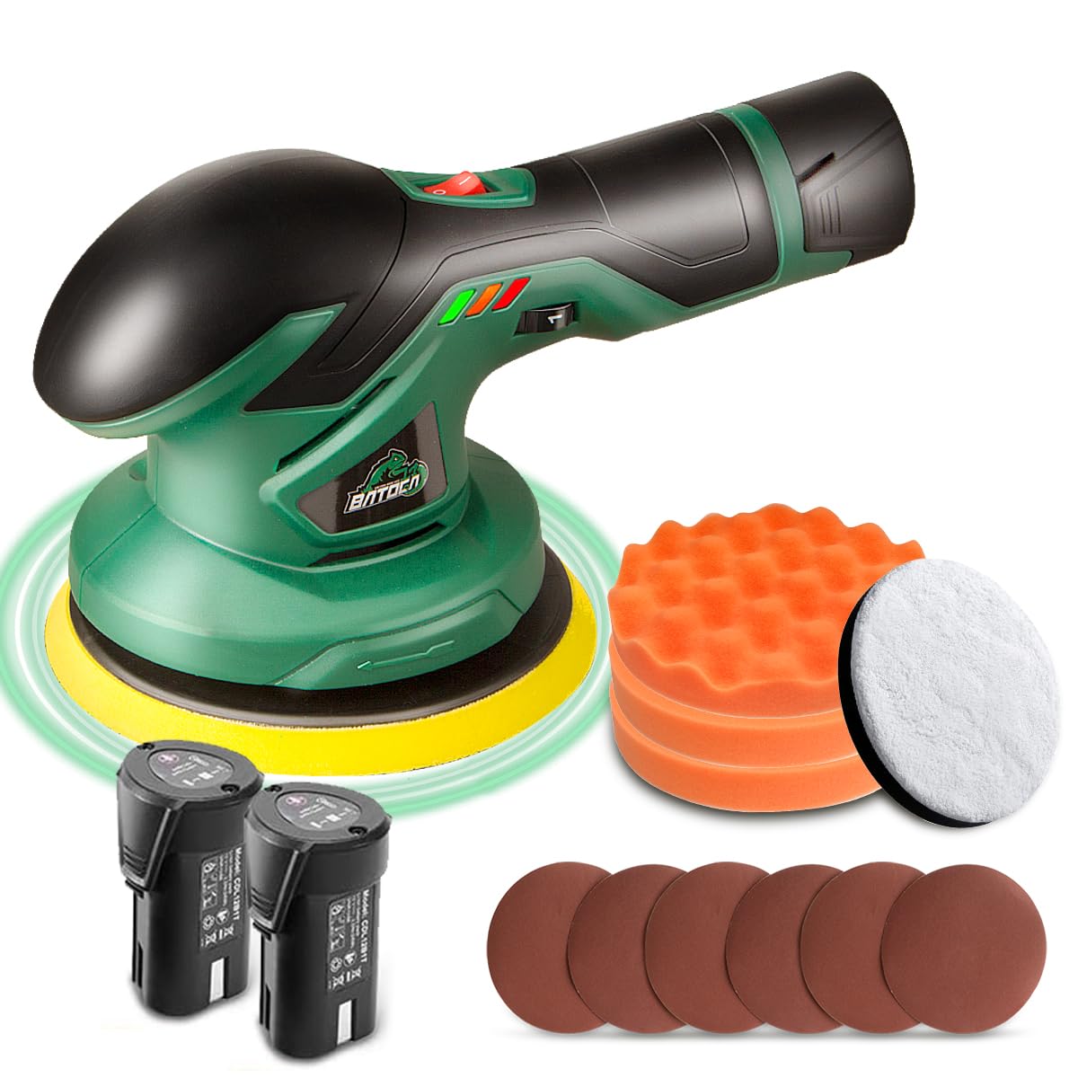 【強化版】BATOCA S3 ポリッシャー 車 ダブルアクション 充電式 電動 コードレス 150mm 【 2個 12V 2.0Ah バッテリー S3/S5/S6 互換】6段変速 2500RPM〜5000RPM 研磨器 ポリッシャー小型 軽量 磨き バイク用 ワックスがけ 自動車 床磨き 傷消し 家具のキズ修復 日本語説明書付き商品画像