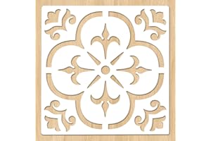 JIUMEI 16 x 16 Inch Large Floor Stencils for Painting Floors, Walls, Tile, Wood, Patio, Reusable Tile Stencil, Boho Stencil, Wall Stencils for Painting Home Wall Decor Art - Mandala Design