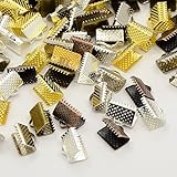 PEPPERLONELY Brand 200g (Approximately 570PC)Mixed Color Ribbon Crimp Ends & Cord Clamps 3/8 Inchx1/4 Inchx3/16 Inch(10x7X5mm)