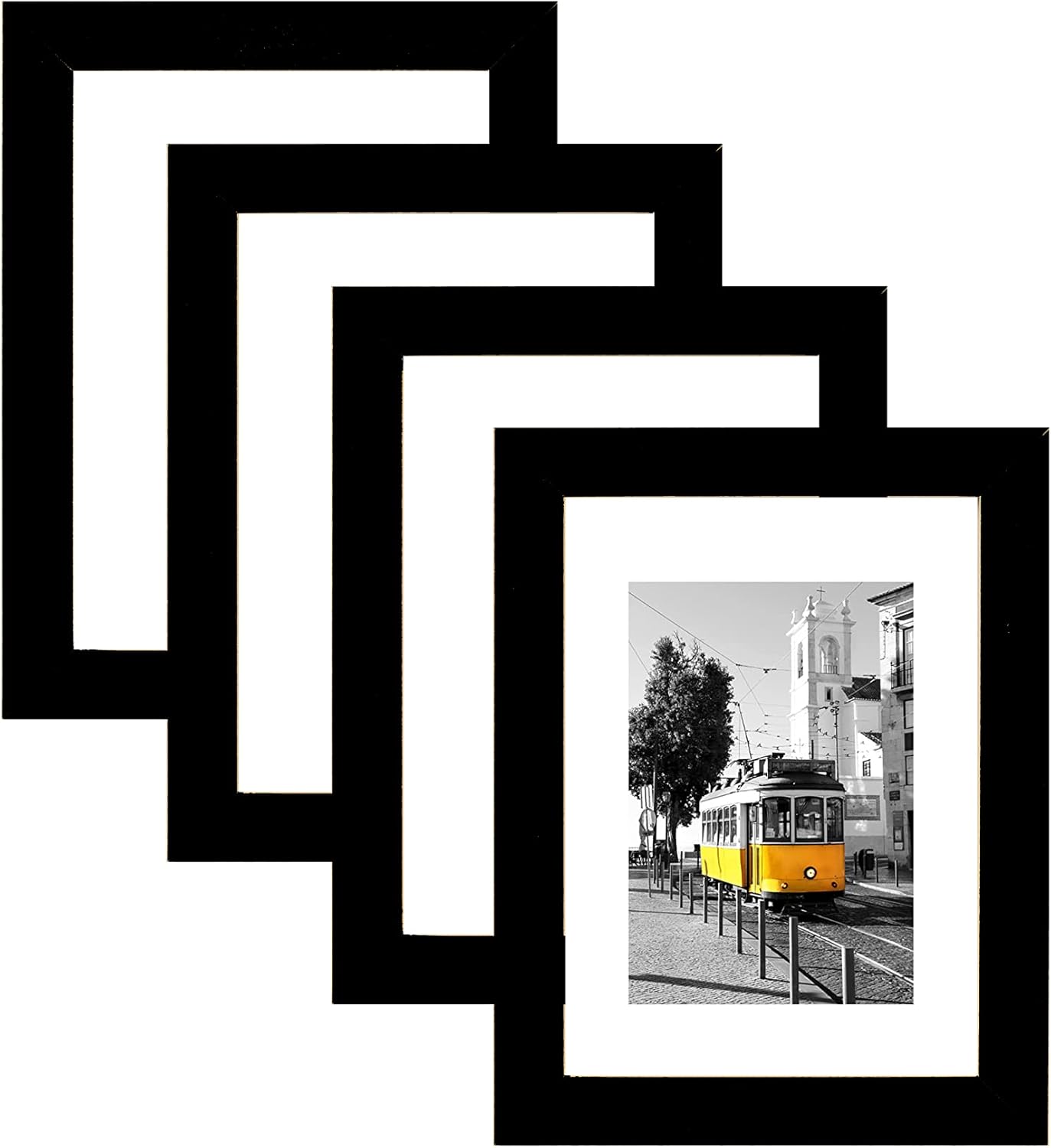 Photo Albums, Frames & Accessories - Picrit 5x7 Picture Frame Set of 4, Made of High Definition Real Glass, Display 4x6 with Mat or 5x7 Without Mat, Photo Frames for Wall Mounting or Table Top Display