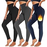 3 Pack Fleece Lined Leggings Women High Waisted Warm Winter Yoga Pants for Women Thermal Running Workout Leggings