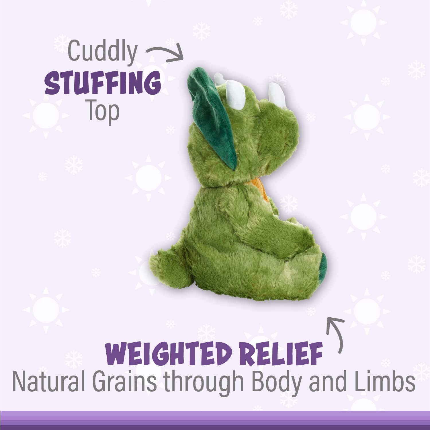 1i4 Group Dino Dinosaur - Microwavable & Weighted Plush Stuffed Animal - Heated Plushie for Warmth - Cute, Soft, Cozy Toy for Adults & Children (Boys, Girls, & Toddlers) by Warm Pals