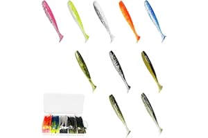 Lanmoon 100pcs Paddle Tail Swimbaits Lures, Soft Plastic Fishing Lures Kit, 2.75" Bass Fishing Bait for Freshwater and Saltwater with Box