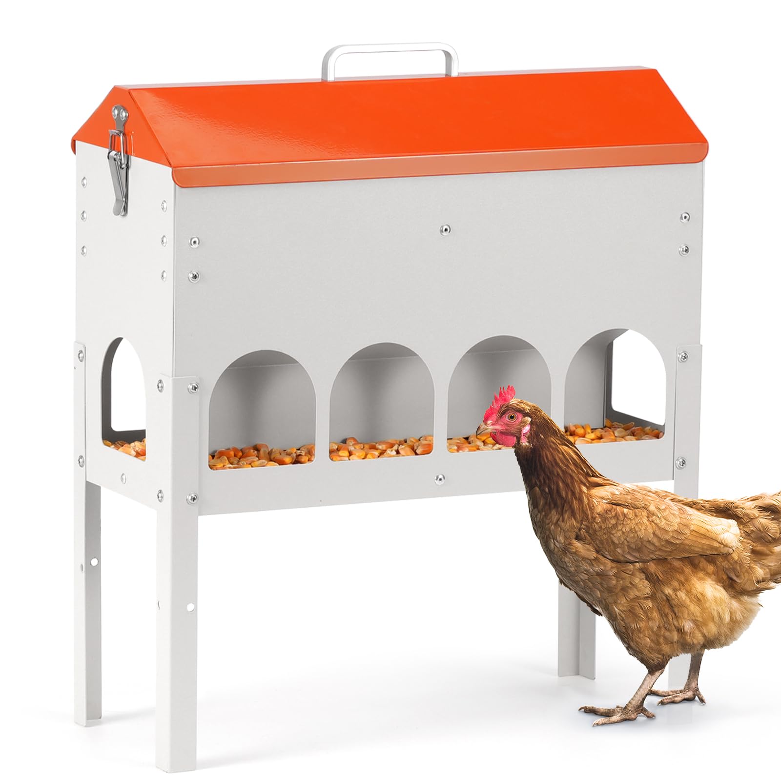 Photo 1 of MUDUOBAN Chicken Feeder No Waste 15 Pound,10 Feeding Ports,with Metal Feeder Box Stands for Chicken Poultry Duck,No Food Buildup at The Bottom