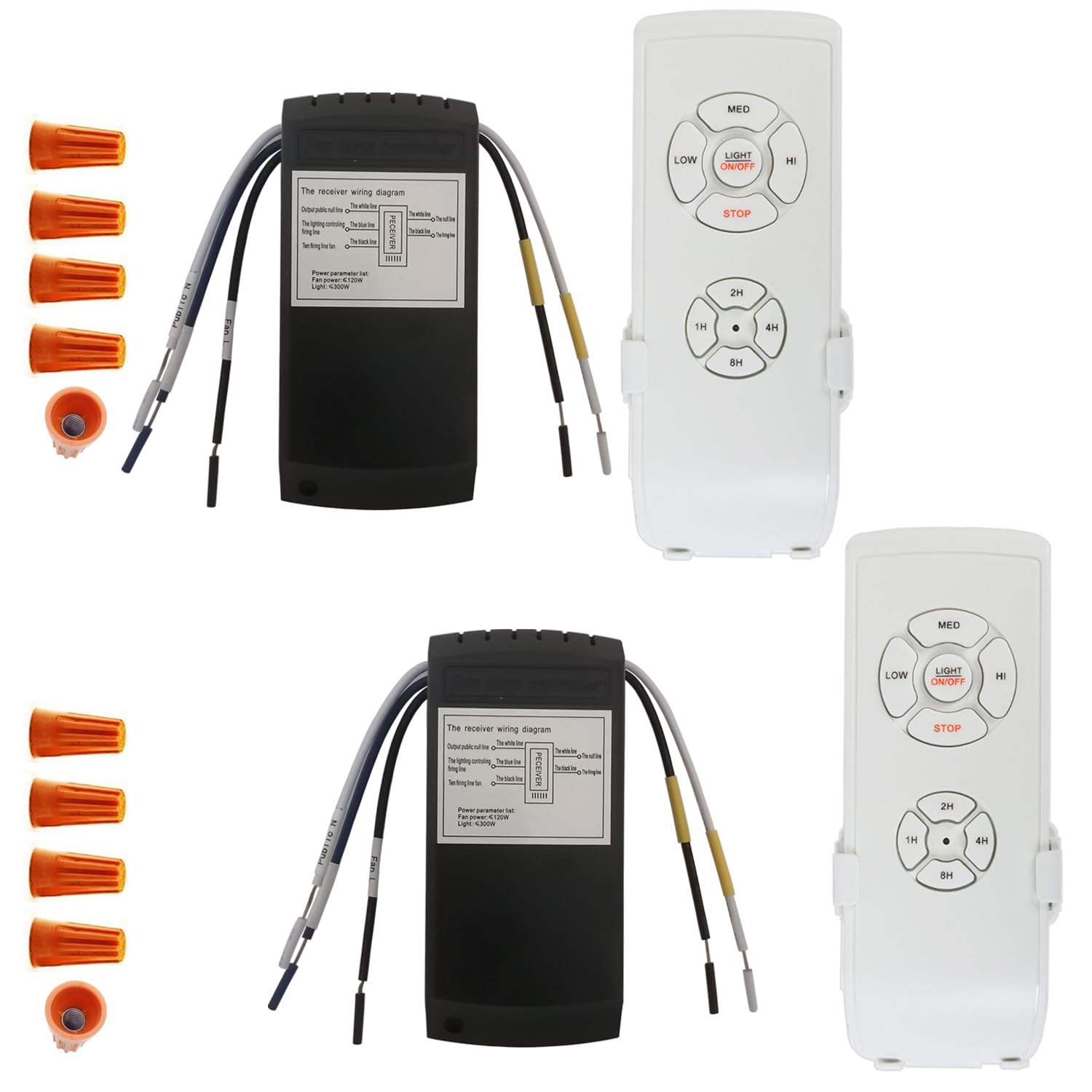 Photo 1 of 2 Pack Universal Ceiling Fan Remote Control Kits,Fan Speed,Light and Timing 3 in 1 Wireless Remote for Hunter Honeywell Harbor Breeze and Other Ceiling Fan Lamps