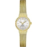 ADSBIAOYE Gold Watches for Women Fashion Simple Ladies Quartz Small Wrist Watches Dainty Stainless Steel Mesh Band Dress Waterproof Bangle Bracelet Watch