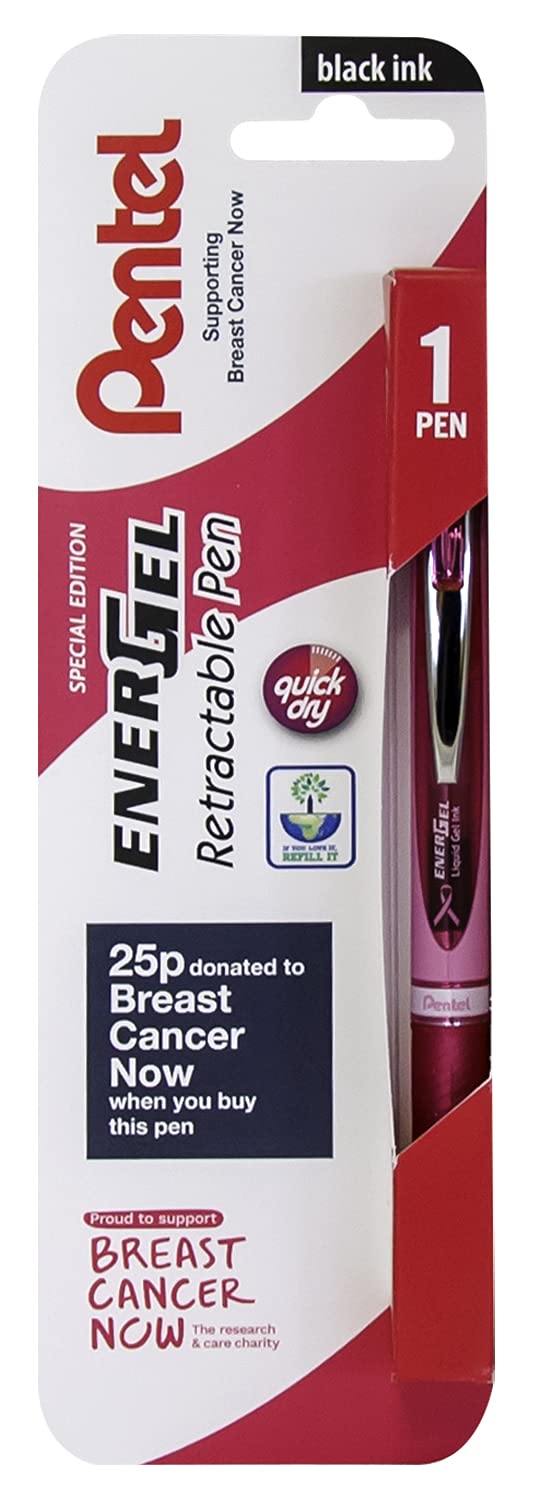 Pentel EnerGel Xm Retractable Special Edition supporting Breast Cancer Now single piece blister card 0.7mm XBL77P-A