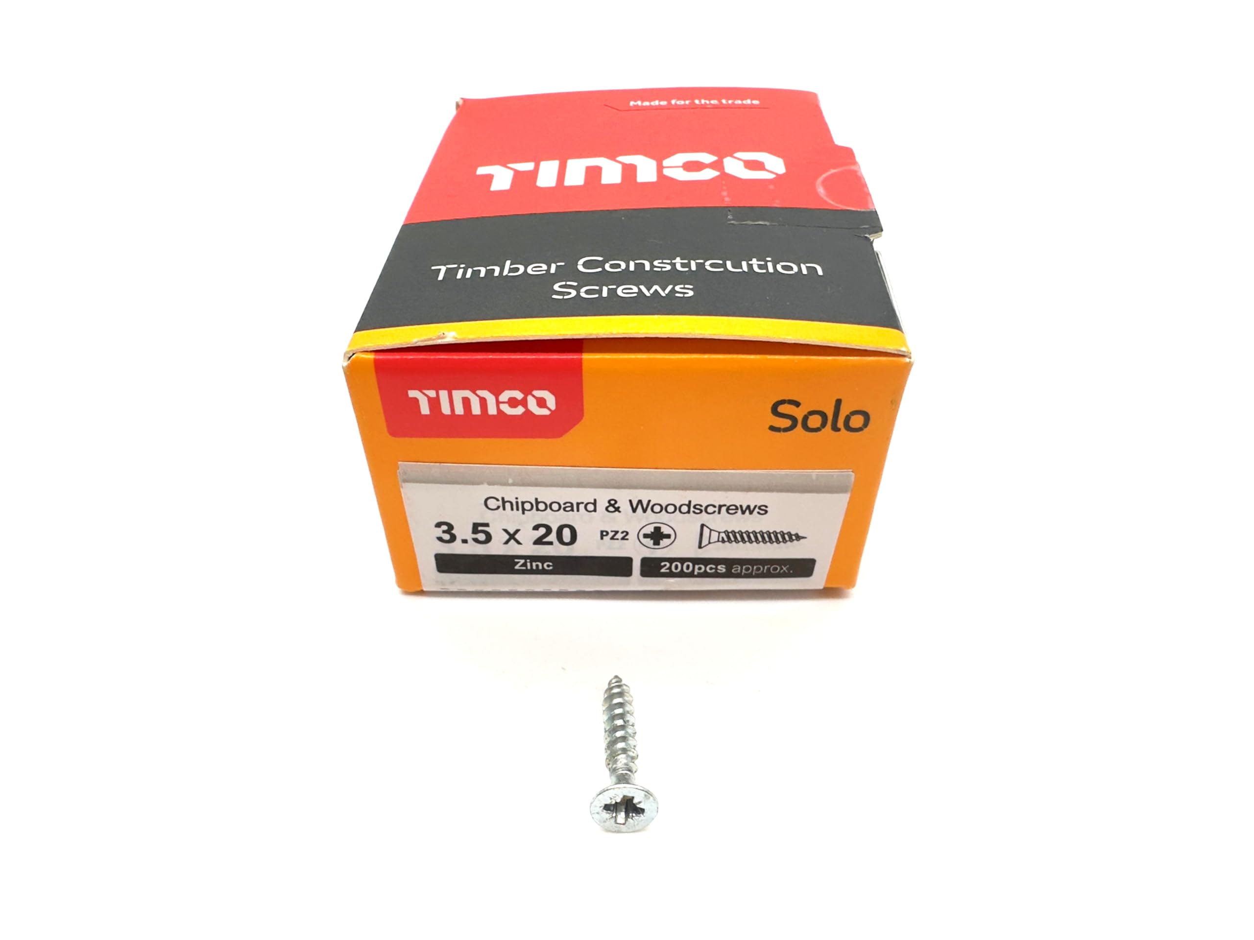 200 Pcs Silver Wood Screws Double Countersunk General Purpose (3.5mm x 20mm)