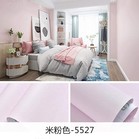 Amazon 壁紙 クロスウォールステッカー キャンバス調 家具部屋 少女ピンクの部屋の壁紙防水壁ステッカー60cm 5m 壁紙
