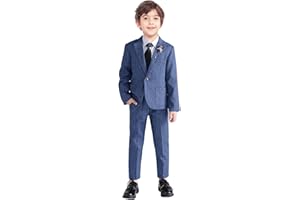LOLANTA Boys Plaid Suit Sport Coat Blazer Pants Set Kids 2 Piece Formal Wear Outfit for Wedding
