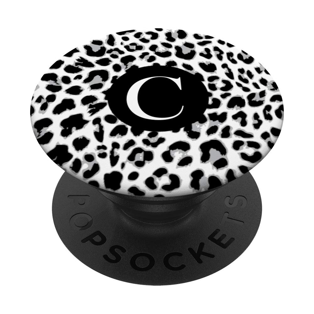Cell Phone Pop Out Holder,Monogram Initial Leopard Letter C PopSockets PopGrip: Swappable Grip for Phones & Tablets